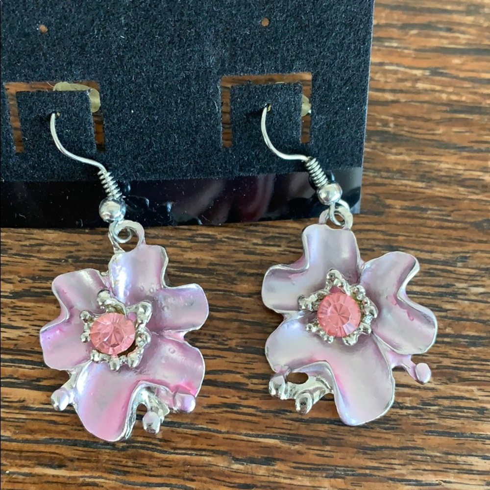 Pink flower earrings